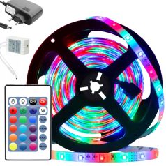   4,5 m RGB LED pás s diaľkovým ovládaním a adaptérom (SMD 3528 LED)