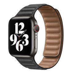   Prémiový magnetický čierny kožený remienok na hodinky Apple Watch 42/44/45/49