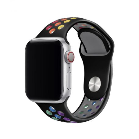 Sports Wear Black-Rainbow silikónový remienok na hodinky Apple Watch 38/40/41