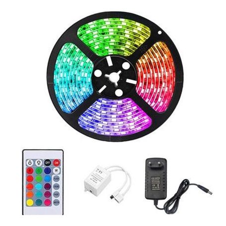 5 metrový RGB LED pás s diaľkovým ovládaním a adaptérom