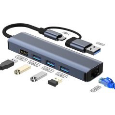 5-portový USB HUB - 3xUSB 3.0 1xUSB 2.0 1xEthernet RJ45